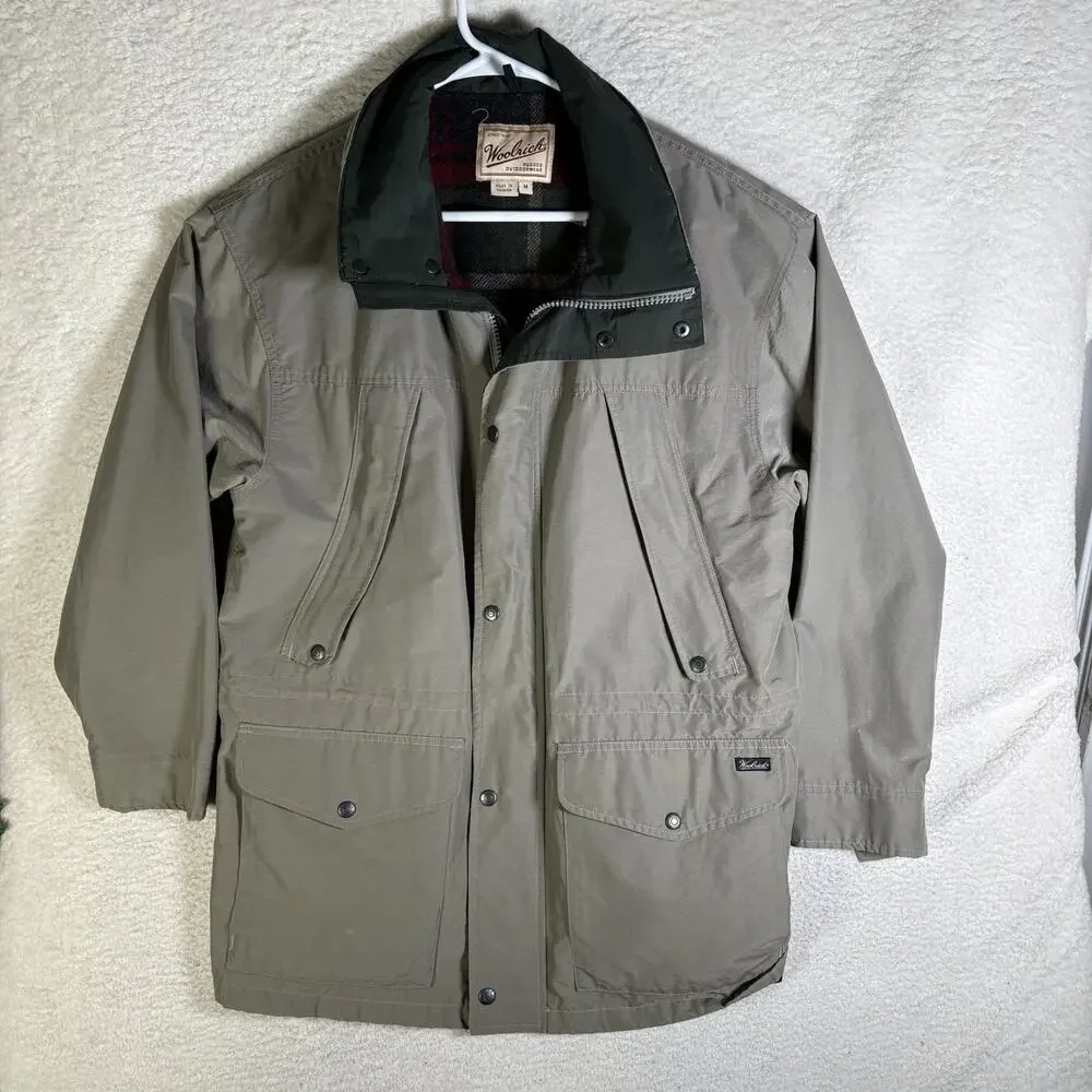 Vintage Woolrich Fieldstone Jacket Mens Medium Beige Wool Lined Field Coat READ